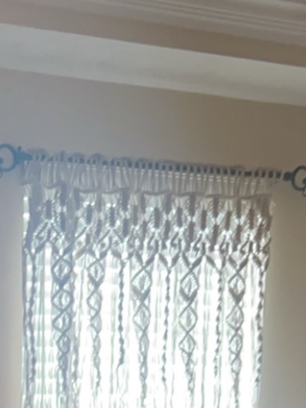 Handcrafted Macramé Window Curtain Panel in White
